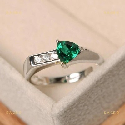 0,96 ct Billion grüner natürlicher Smaragd Diamant Verlobungsring 14 K Weißgold