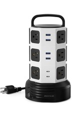 Power Strip Tower Surge Protector, JACKYLED 12 Outlets 6 USB 2 USB C Chargi...