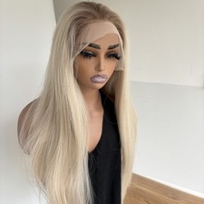 Lace Front Wigs Long Straight Highlight Blonde Heat Resistant Synthetic Hair