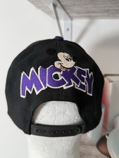 Vintage 90s Disney Mickey Mouse Block M Logo Black Snapback Hat Cap