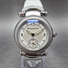 Tommy Bahama Watch Women 29mm White Dial  Steel Leather Round TB2079 New Battery