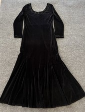 VTG JR Nites Black Velvet Maxi Dress Sz 12P Whimsigoth Fairy Grunge Goth
