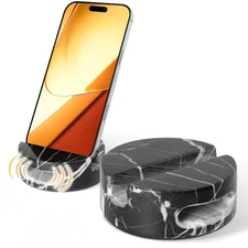 Elegant and Versatile Black Marble Phone Stand with Sound Amplification Round...