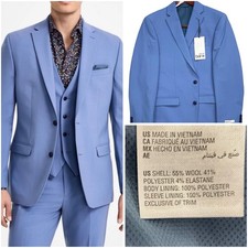 Bar Ill Mens Slim fit Suit Jacket Blazer 46L  Light Blue Solid New NWT