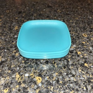 Tupperware Tupper Toys Blue Square Kids Plates  Set of 3