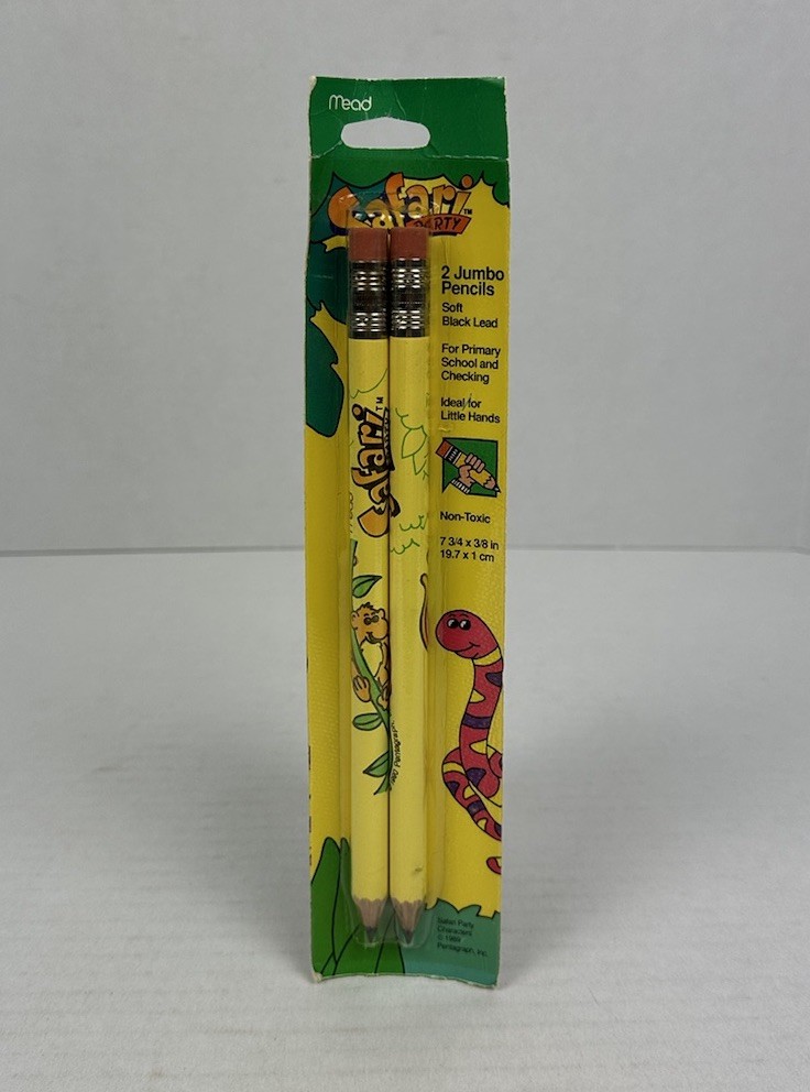 S Safari Party School Pencil Monkeys Nos Mead 1989 New 80s