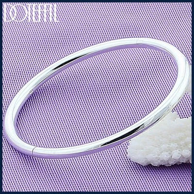 DOTEFFIL 925 Sterling Silver Solid Smooth Opening Bangles Bracelet For Woman