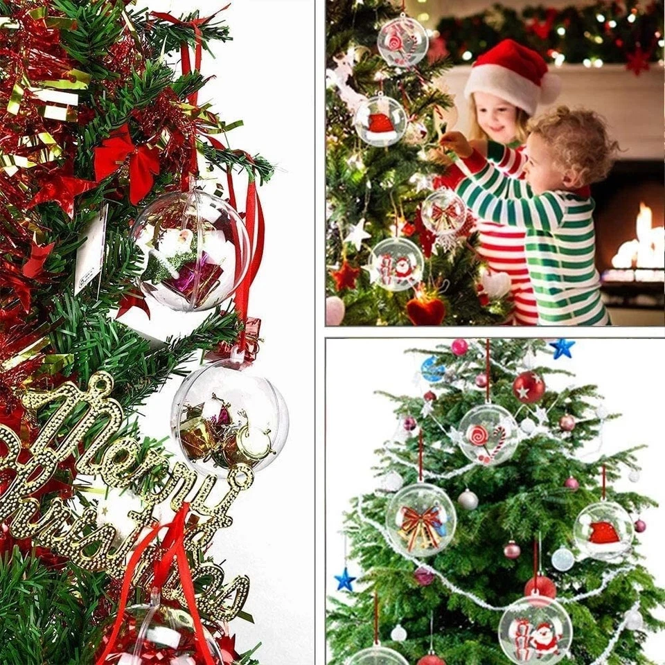 20/40x Weihnachtskugeln Kunststoffkugel Transparent Christbaumkugel Acrylkugeln - Bild 3 von 4