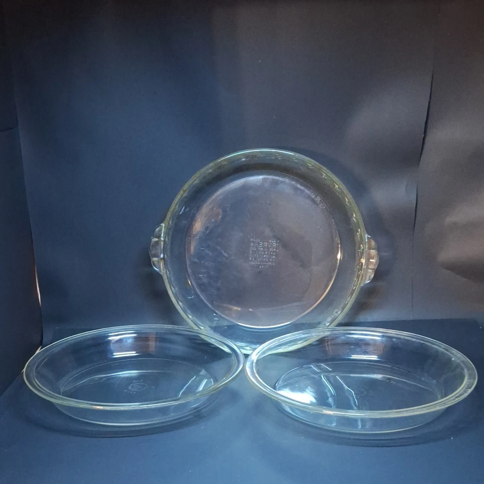 VINTAGE PYREX #209 Vintage Clear Glass Pie Dish Set of 3 9in Oven/Microwave