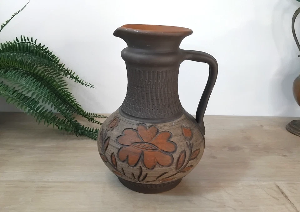 Grand vase ancien, en terre cuite peinte - hauteur 24cm Joli objet de décoration - Photo 2/4