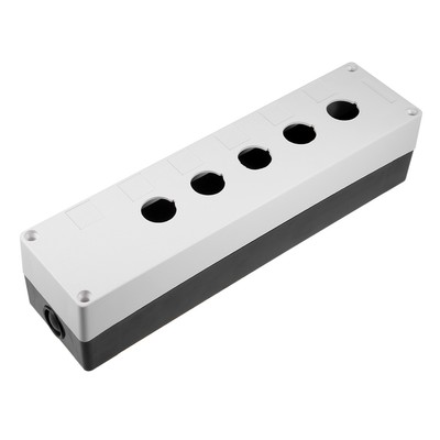 Push Button Switch Control Station Box 22mm 5 Button Hole Black and Grey