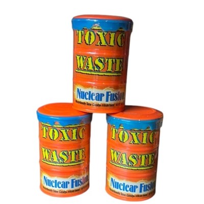 3 Drums New Toxic Waste Nuclear Fusion Sour Candy Drums Assorted Flavors 1.48oz