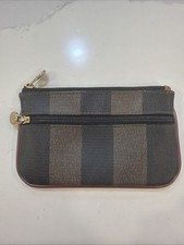 Fendi Pequin custodia portamonete e carte vintage con cerniera autentica