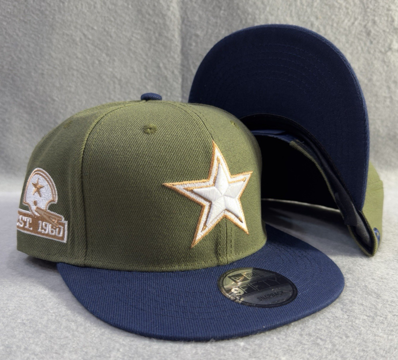 Dallas Cowboys Hat Cap Snapback Olive Green Blue Est 1960 Patch New Era Star NFL