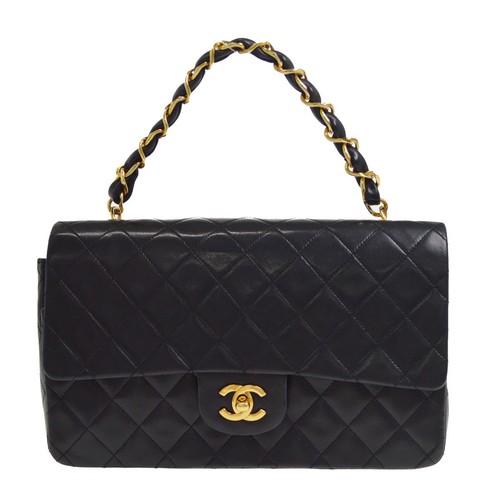 Best09 Chanel Black Lambskin Medium Classic Single Flap Shoulder Bag KW00045