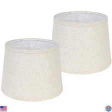 Set of 2 Empire Lamp Shades - 13" Handcrafted Natural Linen for Table  Floor