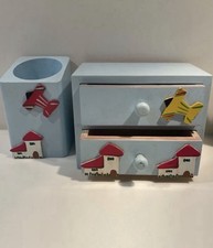 Set Scrivania Vintage legno made italy porta matite Porta Oggetti Con cassetti