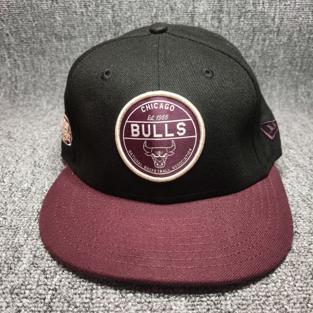 New Era Chicago Bulls NBA Snapback Hat Black Burgundy Cap