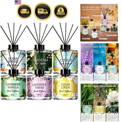 6 Pack Reed Diffuser Sets, Essential Oil Reed Diffusers for Home with 30 Stic...