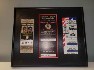  Framed Boxing Tickets George Foreman Auto Leonard Hagler Hearns Caesars! 