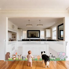 Retractable Baby Gate for Doorways Stairs, 33" Tall 120" Extra Wide Mesh Sa...