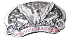 Live To Ride Eagle Mc Chopper Biker Motorcycle Outlaw 1990s Vintage Belt Buckle
