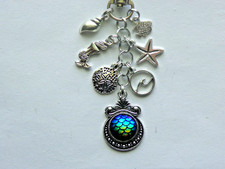 NAUTICAL MERMAID SEA SHELLS STAR FISH KEY CHAIN CLIP FOR PURSE BACKPACK BAG FOB