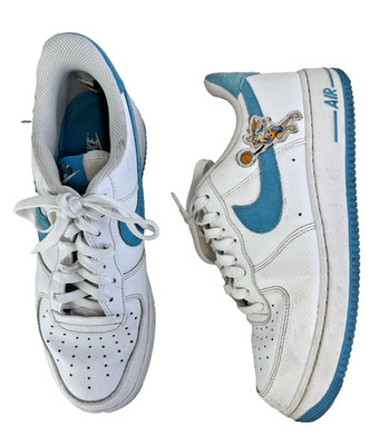 Nike Men s Air Force 1  07 Low Space Hare White/Blue Fury DJ7998-100 Size 9