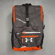 Zaino Under Armour Zone Blitz Grigio Arancione Storm 1 Scuola Calcio Tasche Borsa