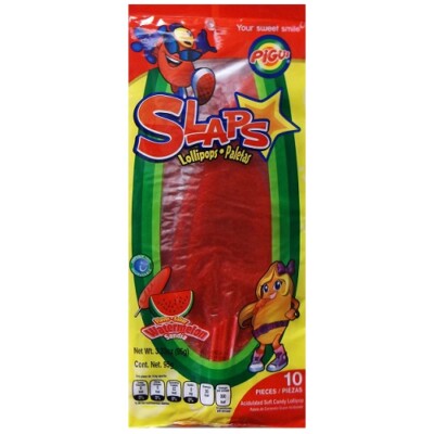 Tropical Fruit Slaps Lollipops - 70 Piece Assortment With Mango, Tamarind, Blue Apple & Watermelon Flavors