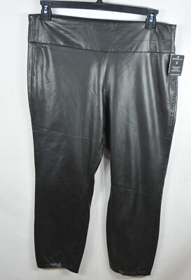 Rafaella Women s Faux Leather Fall Pants 16 Black High Waist Ankle Stretch NWT