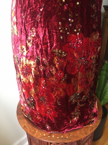 Rimini Cranberry Red Velour Floral Dress, 6 - Picture 9 of 9