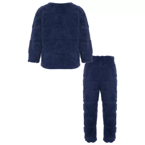 Kids Boys Girls Pajamas Set Solid Color Tops With Pants Round Neck Flannel Suit - Foto 69 di 72