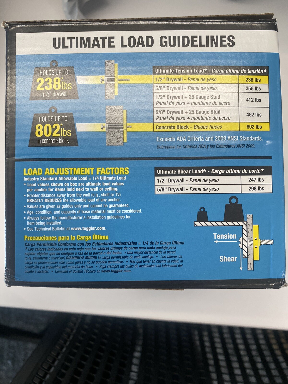 Toggler SnapToggle BA 3/16 Heavy Duty Strap Snap Toggle Bolts 100 With