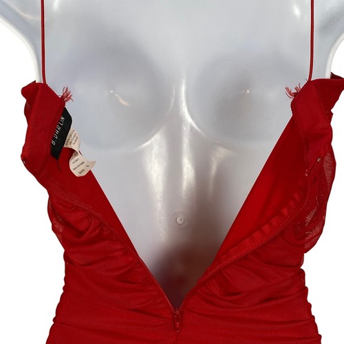 Vtg B Darlin Midi Tube Dress | S | Red | Mesh | Stretch | Ruched | Vamp Goth - Picture 6 of 10