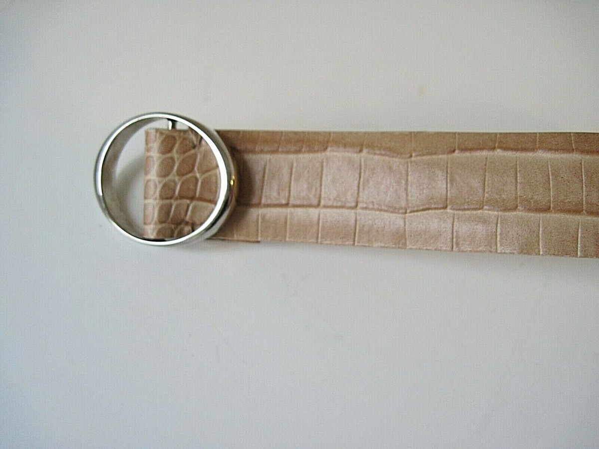 AUDREY TALBOTT Light Brown Leather Croc Print Belt Made in 