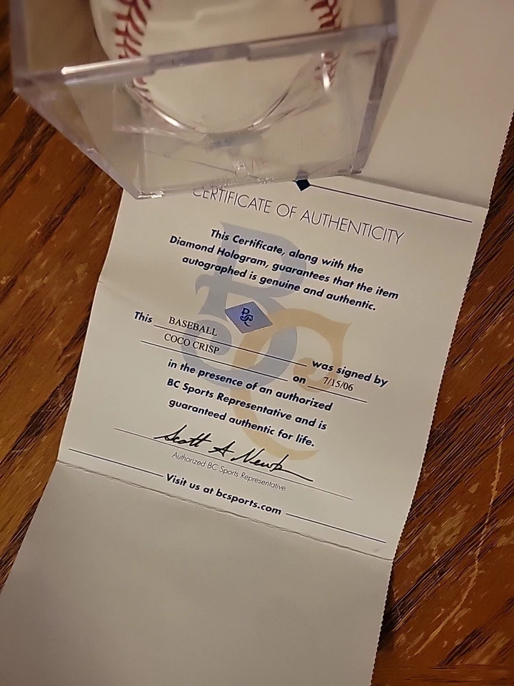 Red Sox Coco Crisp Signed Baseball. Autograph Authenticated. Redsox Base Ball - Image 3 of 4