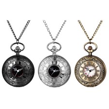 Vintage 24H Roman Numerals Scale Quartz Pocket Watch Graduation Birthday Gift