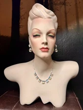 Vintage Mannequin Female Display Torso Wall Hanging Jewelry Bust 80s GRENEKER
