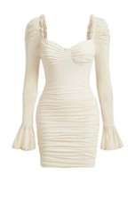 MOD Sweetheart Neck Flounce Sleeve Ruched Bodycon Dress