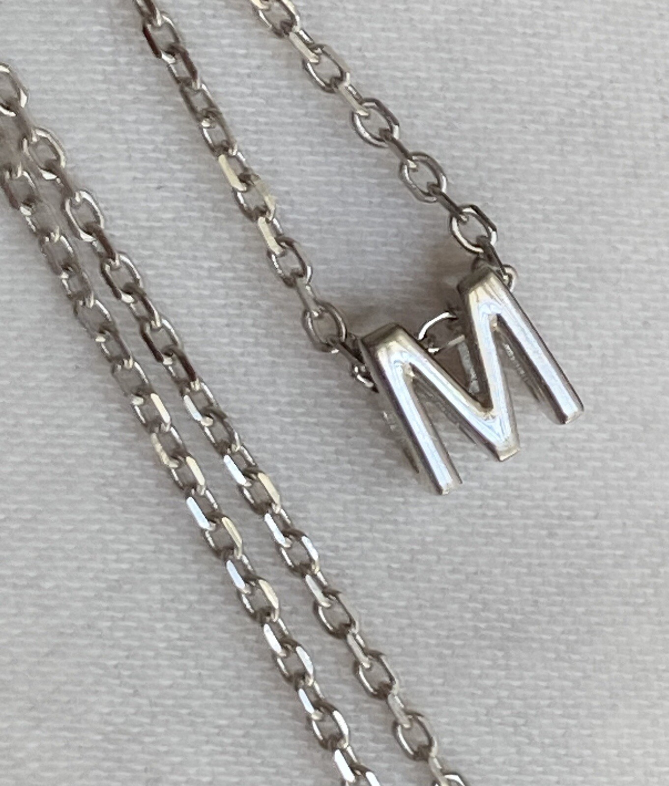 Sterling Silver M Initial Tiny Slide Pendant Char… - image 17