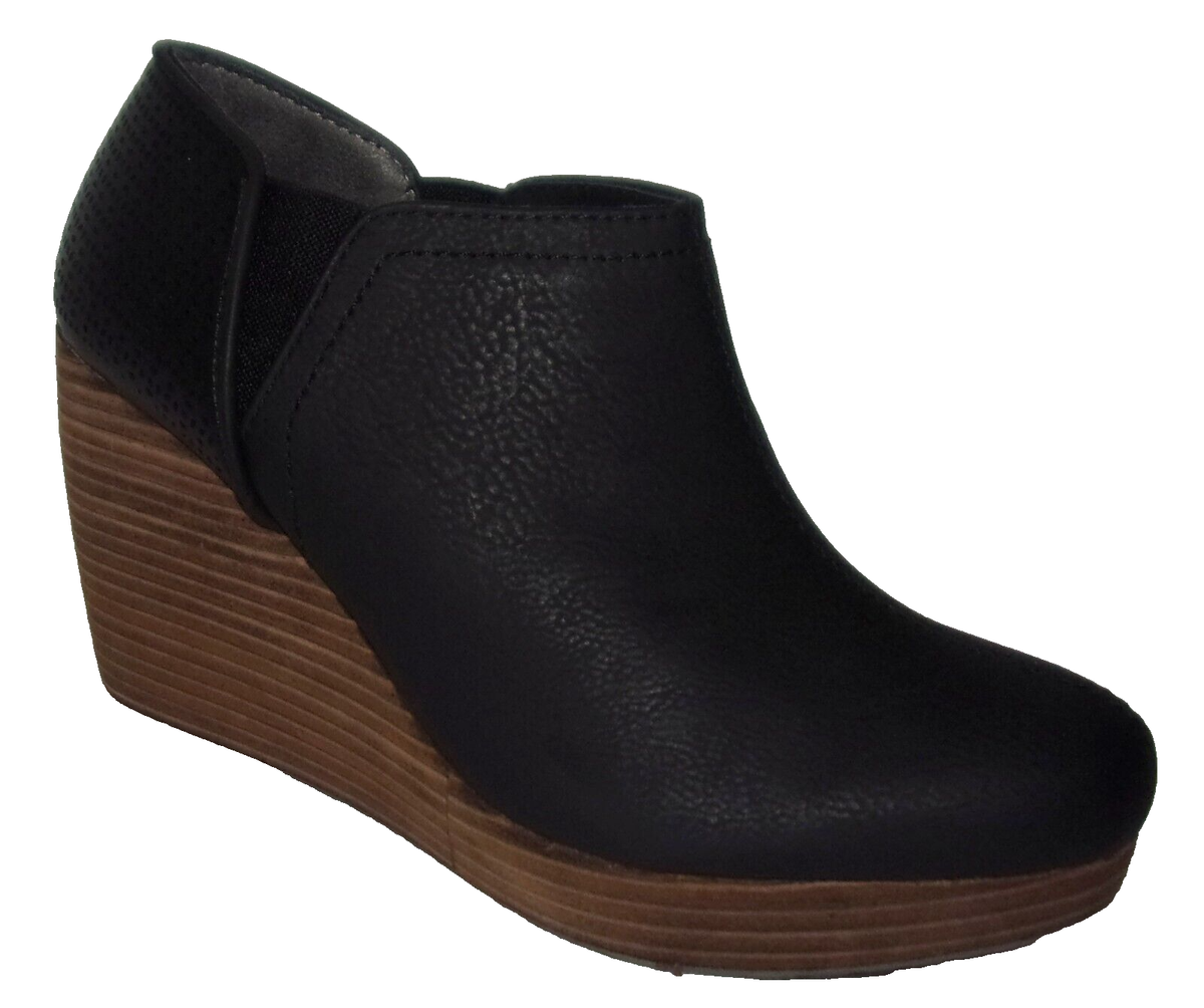 NEW DR SCHOLL'S HARLOW BLACK WEDGE ANKLE BOOTS SHOOTIES 10 M