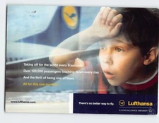 Postcard A Boy Looking at Lufthansa Plane by the Window Lufthansa Ad