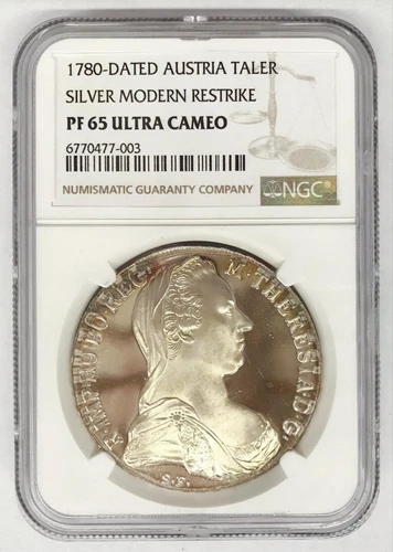 austria taler silver modern restrike in slab NGC pf65 ultra cameo