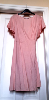 Primark rosa gepunktetes Boho Sommer Wickelkleid S UK 10-12 NEU