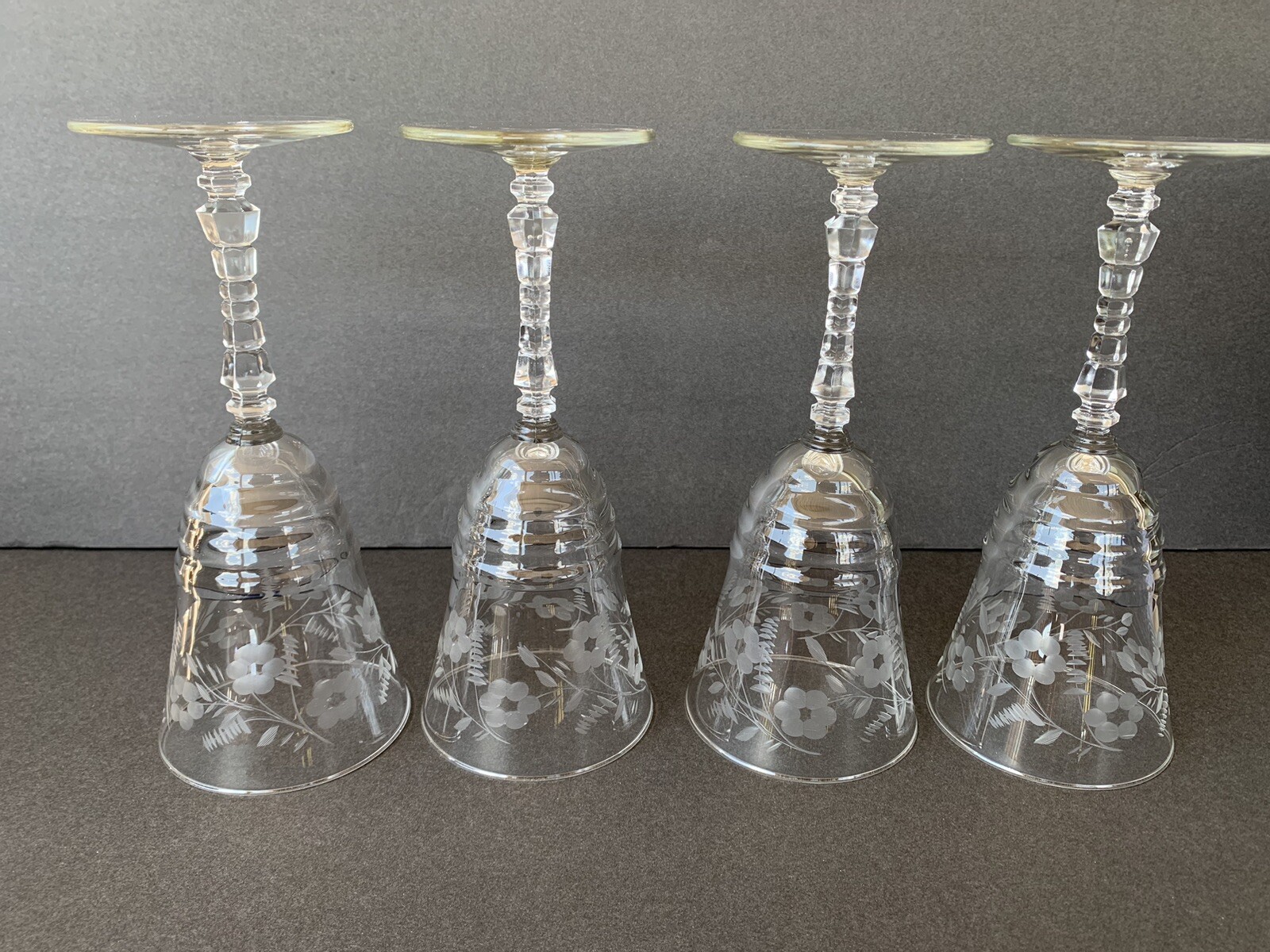 Set of 4 Rock Sharpe Halifax #3005-18 Stem Floral Water Goblets Glasses