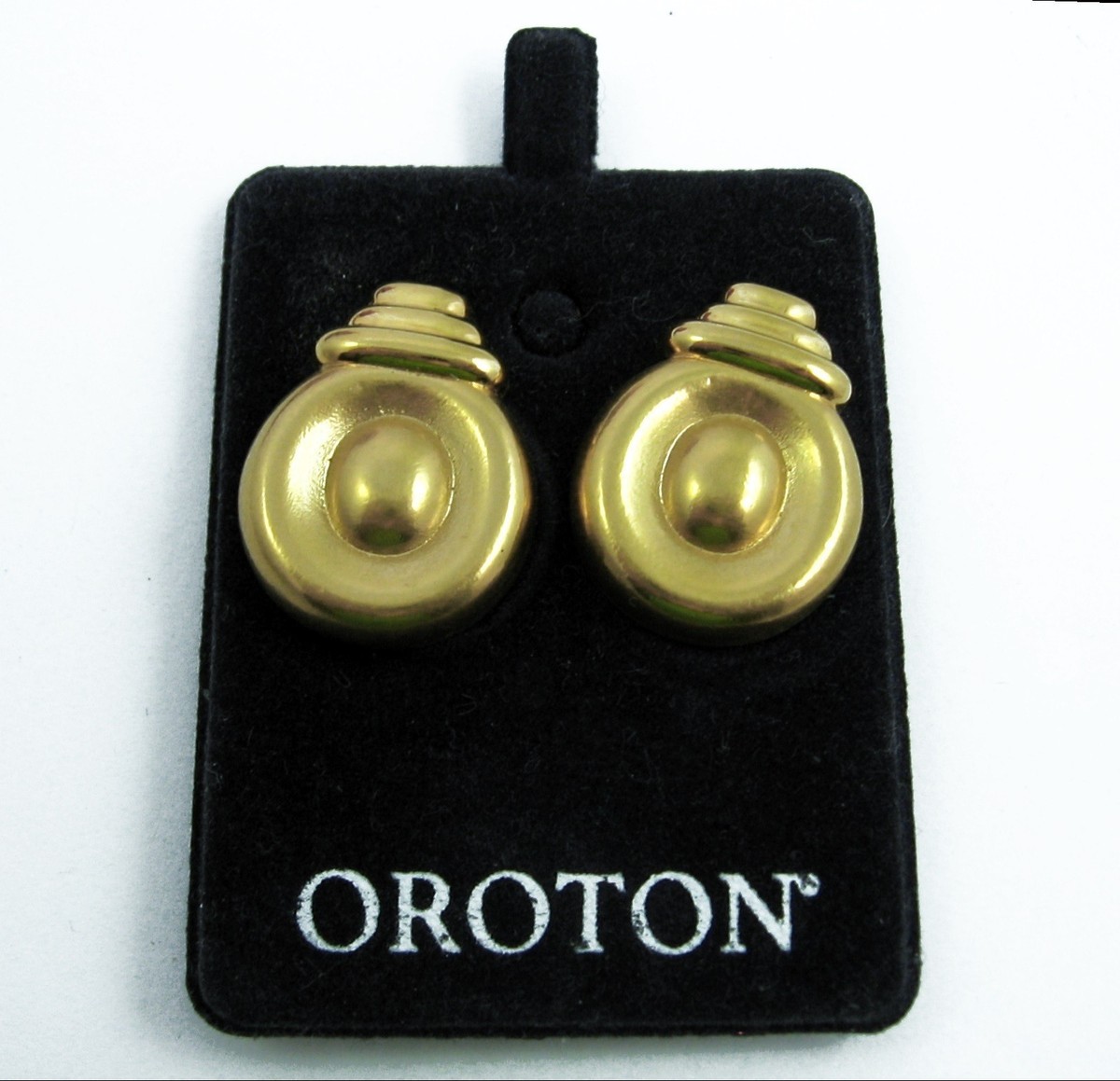 OROTON Clip On EARRINGS Vintage Goldtone Australia ON CARD High