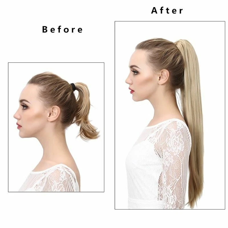 Klammer on Haarteil Zopf Pferdeschwanz Haarverlängerung Echt Natürlich Ponytail - Bild 3 von 4