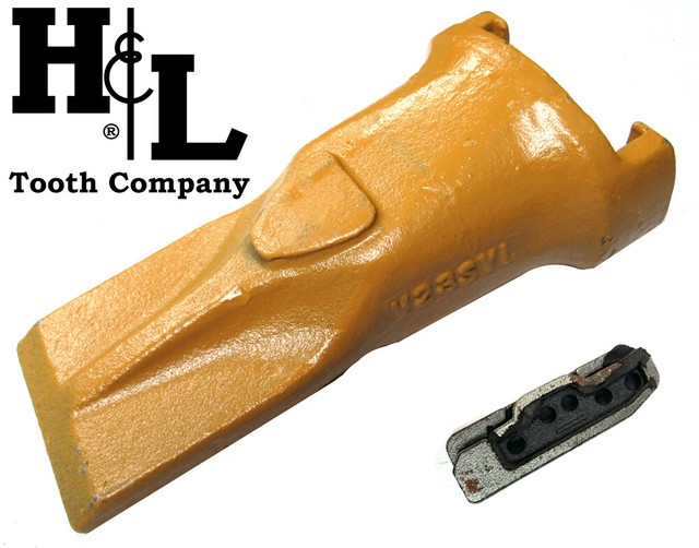 V23SYL Esco Super V Style Dirt Bucket Teeth + Pins by H&L Tooth Company