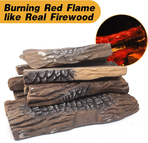 Gas Fireplace Logs,10Pcs Large Faux Firepit Logs, Decorative Ceramic Firewood Lo - Picture 2 of 8